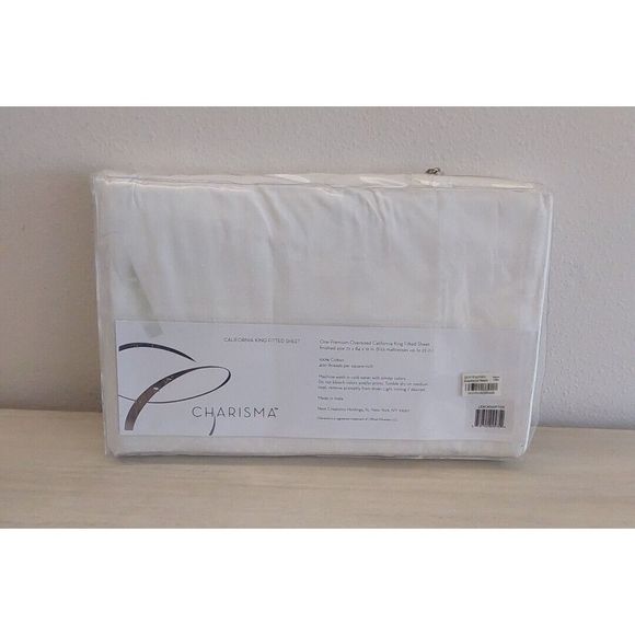 CHARISMA California King Fitted Sheet Ivory Dot Pattern 400TC 100% Cotton - Picture 2 of 11